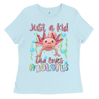 Baby Blue just a kid who loves axolotls Ladies Tee - MaliasSmallBusiness