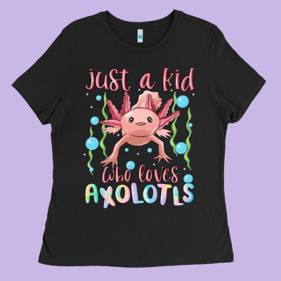 Just A Kid Who Loves Axolotls Ladies Tee Designed By Maliassmallbusiness