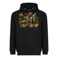 Black Fa La La Trex Christmas Heavyweight Hoodie - FaDigitalArtStudio
