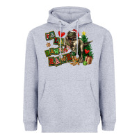 Heather Grey Fa La La Trex Christmas Heavyweight Hoodie - FaDigitalArtStudio