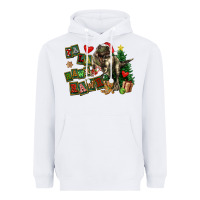White Fa La La Trex Christmas Heavyweight Hoodie - FaDigitalArtStudio