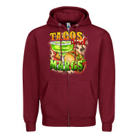 Burgundy Tacos and margs Zipper Hoodie - FaDigitalArtStudio