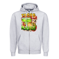 Heather Grey Tacos and margs Zipper Hoodie - FaDigitalArtStudio