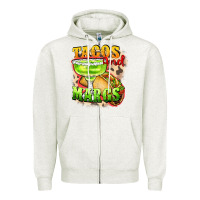 Oatmeal Heather Tacos and margs Zipper Hoodie - FaDigitalArtStudio