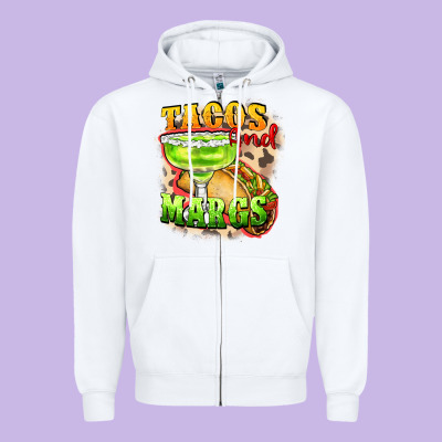 Tacos And Margs Zipper Hoodie Designed By Fadigitalartstudio