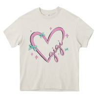 Cream gigi with heart and ribbons Heavy Core Tee - MaliasSmallBusiness