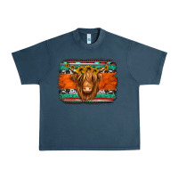 Midnight Navy highland cow western background Urban Heavy Tee - Jasminsmagicworld