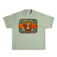 Oil Green highland cow western background Urban Heavy Tee - Jasminsmagicworld
