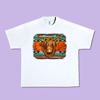 Highland Cow Western Background Urban Heavy Tee Designed By Jasminsmagicworld