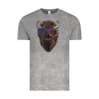 Cloud Rock bison with american flag glasses Vintage Tee - RanaPortraitStore