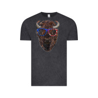 Vintage Black bison with american flag glasses Vintage Tee - RanaPortraitStore
