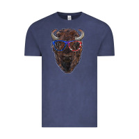 Vintage Denim bison with american flag glasses Vintage Tee - RanaPortraitStore