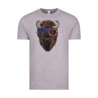 Vintage Zinc bison with american flag glasses Vintage Tee - RanaPortraitStore