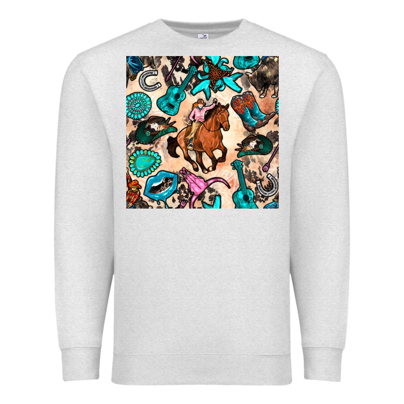 Western Cowgirl Seamless Pattern Premium Sweatshirt by BundleAndBundleShop | Teevron