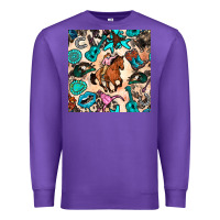 Purple western cowgirl seamless pattern Premium Sweatshirt - BundleAndBundleShop