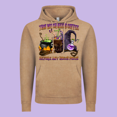 This Witch Needs Coffee Before Any Hocus Pocus Vintage Hoodie Designed By Barkaloodesign
