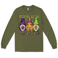 Army Green Mardi Gras with my gnomes Long Sleeve Tee - NancyCooperArtShop