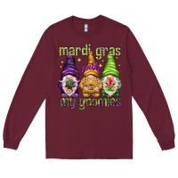Burgundy Mardi Gras with my gnomes Long Sleeve Tee - NancyCooperArtShop