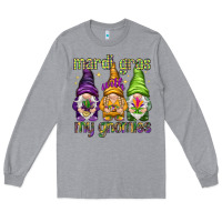 Heather Grey Mardi Gras with my gnomes Long Sleeve Tee - NancyCooperArtShop