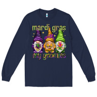 Navy Mardi Gras with my gnomes Long Sleeve Tee - NancyCooperArtShop