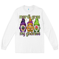 White Mardi Gras with my gnomes Long Sleeve Tee - NancyCooperArtShop