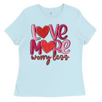 Baby Blue love more worry less Ladies Tee - MaliasSmallBusiness