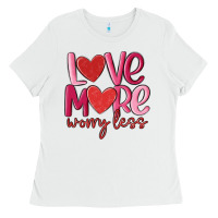 White love more worry less Ladies Tee - MaliasSmallBusiness