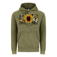 Vintage Olive with god all things are possible sunflower Vintage Hoodie - Jasminsmagicworld