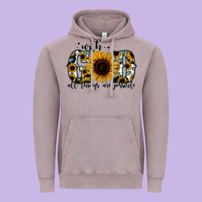 With God All Things Are Possible Sunflower Vintage Hoodie Designed By Jasminsmagicworld