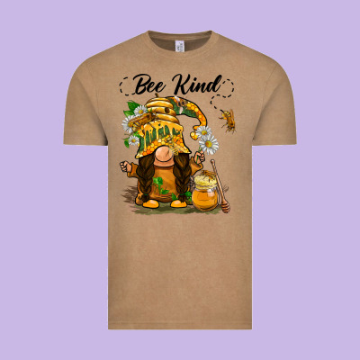 Bee Kind Gnome Vintage Tee Designed By Barkaloodesign