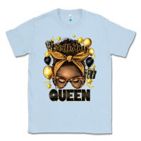 Dusty Blue birthday queen afro messy bun Classic Tee - Artiststas