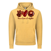 Vintage Mustard Peace Love Firefighter Vintage Hoodie - RanaPortraitStore