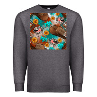 Charcoal Heather western cowboy hat seamless pattern Premium Sweatshirt - BundleAndBundleShop