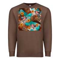 Chestnut western cowboy hat seamless pattern Premium Sweatshirt - BundleAndBundleShop
