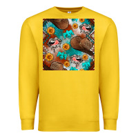 Lemon western cowboy hat seamless pattern Premium Sweatshirt - BundleAndBundleShop