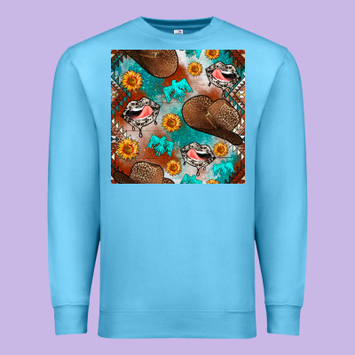 Western Cowboy Hat Seamless Pattern Premium Sweatshirt Designed By Bundleandbundleshop