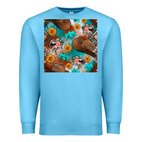 Ocean Blue western cowboy hat seamless pattern Premium Sweatshirt - BundleAndBundleShop