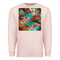Pale Pink western cowboy hat seamless pattern Premium Sweatshirt - BundleAndBundleShop