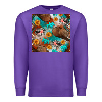 Purple western cowboy hat seamless pattern Premium Sweatshirt - BundleAndBundleShop