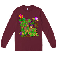 Burgundy Louisiana map Mardi Gras Long Sleeve Tee - NancyCooperArtShop