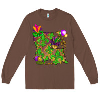 Chestnut Louisiana map Mardi Gras Long Sleeve Tee - NancyCooperArtShop