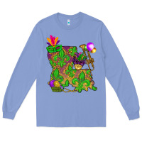 Colony Blue Louisiana map Mardi Gras Long Sleeve Tee - NancyCooperArtShop