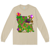 Mushroom Louisiana map Mardi Gras Long Sleeve Tee - NancyCooperArtShop