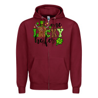 Burgundy St. Patrick's Day One lucky Heifer Zipper Hoodie - OliviaCreatesArt