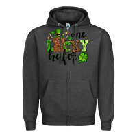 Charcoal Heather St. Patrick's Day One lucky Heifer Zipper Hoodie - OliviaCreatesArt