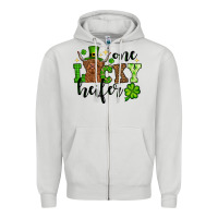 Dove Grey St. Patrick's Day One lucky Heifer Zipper Hoodie - OliviaCreatesArt