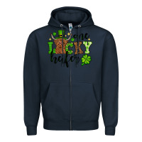 Navy St. Patrick's Day One lucky Heifer Zipper Hoodie - OliviaCreatesArt