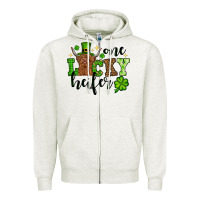 Oatmeal Heather St. Patrick's Day One lucky Heifer Zipper Hoodie - OliviaCreatesArt