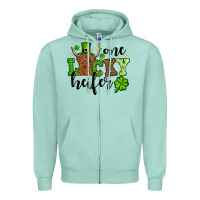 Seafoam St. Patrick's Day One lucky Heifer Zipper Hoodie - OliviaCreatesArt