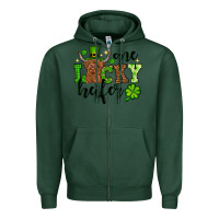Sports Green St. Patrick's Day One lucky Heifer Zipper Hoodie - OliviaCreatesArt